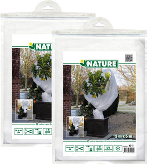 Nature Plantenhoes XL - 2x stuks - 5 x 2 meter - wit - anti-vorst beschermhoes - 500 x 200 cm