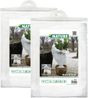 Nature Plantenhoes XL - 2x stuks - H10 m x D64 cm - wit - anti-vorst beschermhoes - H1000 x D64 cm