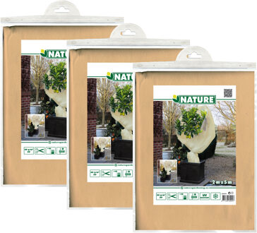 Nature Plantenhoes XL - 3x stuks - 5 x 2 meter - beige - anti-vorst planten beschermhoes - 500 x 200 cm