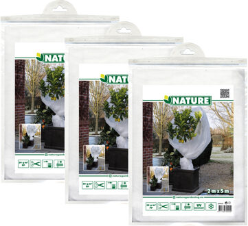 Nature Plantenhoes XL - 3x stuks - 5 x 2 meter - wit - anti-vorst beschermhoes - 500 x 200 cm