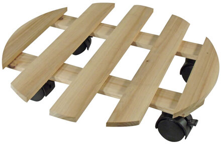 Nature Plantentrolley - rond - hout - 35 cm - multiroller