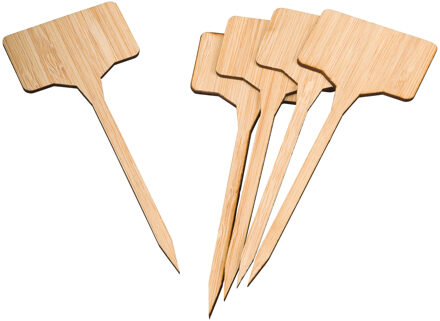 Nature Plantetiketten/plantenlabels - 10x - naturel - bamboe - 14,5 cm - steeketiketten