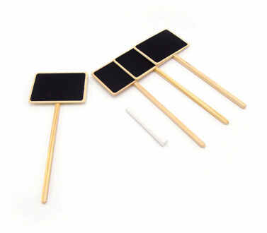 Nature Plantetiketten/plantenlabels - 12x - krijtbord - hout - 20,5 cm - steeketiketten