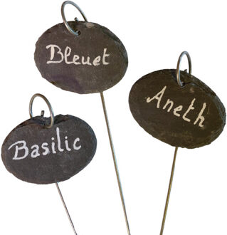 Nature Plantetiketten/plantenlabels - 6x - leisteen - 40 cm - hangetiketten