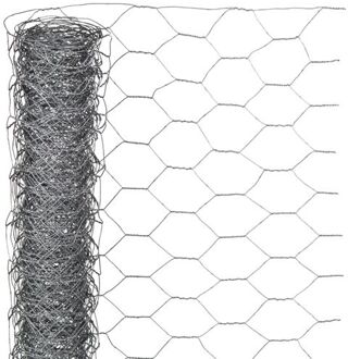 Nature Schermgaas - grijs - verzinkt staal - 50 x 1000 cm - zeskantig maaswijdte 25 x 25 mm - Gaas