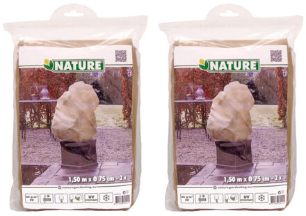 Nature Set van 6x plantenhoezen tegen vorst met aantrekkoord beige H 1,5 meter x D 75 cm 50 g/m2 - Winterhoes voor planten