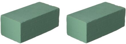 Nature Steekschuim/oase - 2x - rechthoekig - grijs - 20 x 10 x 7 cm - bloemen steekschuim - hobby materiaal