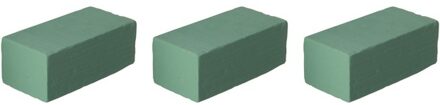 Nature Steekschuim/oase - 3x - rechthoekig - grijs - 20 x 10 x 7 cm - bloemen steekschuim - hobby materiaal