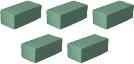 Nature Steekschuim/oase - 5x - rechthoekig - grijs - 20 x 10 x 7 cm - bloemen steekschuim - hobby materiaal