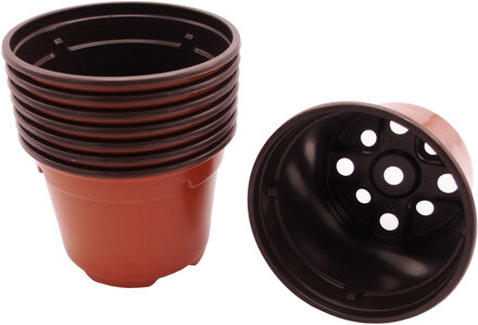 Nature Stekpotjes - 8x stuks - kweekpotjes - kunststof - 7 x 9 cm - bruin - ideaal voor zaaien