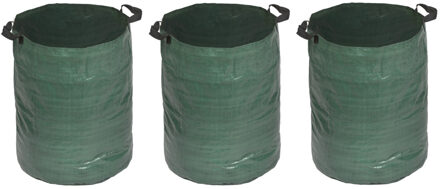 Nature Tuinafvalzak - 3x stuks - opvouwbaar - groen - 120 liter