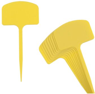 Nature Tuinlabels - 40x - geel - kunststof - 3,5 x 5 cm - plaat etiketten - moestuin / groentetuin / kruide