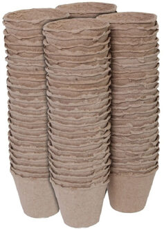 Nature Turfpotjes - 96x - bruin - houtvezel - H 8 x 8 x 8 cm - moestuin - zaaien - tuinpotjes