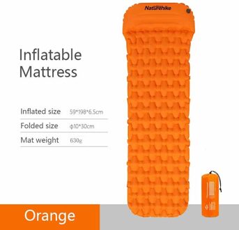 Naturehike 1 Persoon Nylon Tpu Camping Mat Slapen Pad Lichtgewicht Vochtwerende Air Matras Draagbare Opblaasbare Matras oranje