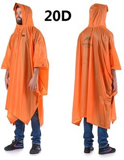 Naturehike 3 In 1 Regen Jassen Outdoor Camping Wandelen Fietsen Regenjas Poncho Mini Tarp Zon Schaduw Tent Voetafdruk Kamp Mat 20D oranje