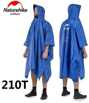 Naturehike 3 In 1 Regen Jassen Outdoor Camping Wandelen Fietsen Regenjas Poncho Mini Tarp Zon Schaduw Tent Voetafdruk Kamp Mat 210T blauw