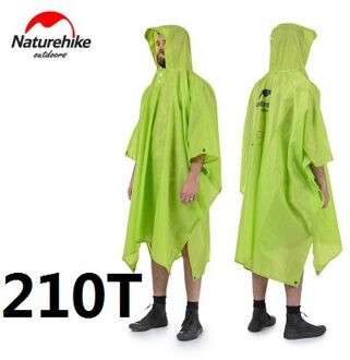 Naturehike 3 In 1 Regen Jassen Outdoor Camping Wandelen Fietsen Regenjas Poncho Mini Tarp Zon Schaduw Tent Voetafdruk Kamp Mat 210T groen