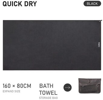 Naturehike Lichtgewicht Compacte Draagbare Badhanddoeken Microfiber Sneldrogend Zachte Camping Zwemmen Sport Fitness Handdoeken zwart bath towel