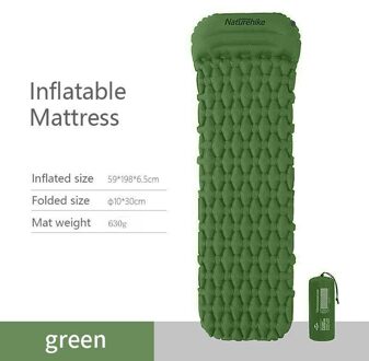 Naturehike Nylon Tpu Camping Mat Slapen Pad Lichtgewicht Vochtwerende Air Matras Draagbare Opblaasbare Matras NH19Z012-P ArmyGreen