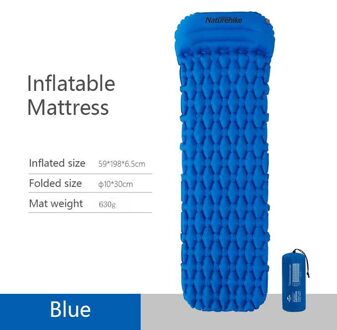 Naturehike Nylon Tpu Camping Mat Slapen Pad Lichtgewicht Vochtwerende Air Matras Draagbare Opblaasbare Matras NH19Z012-P blauw