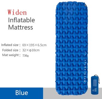 Naturehike Nylon Tpu Slapen Pad Lichtgewicht Vochtbestendige Air Matras Draagbare Opblaasbare Matras Camping Mat NH19Z032-P blauw-Widen