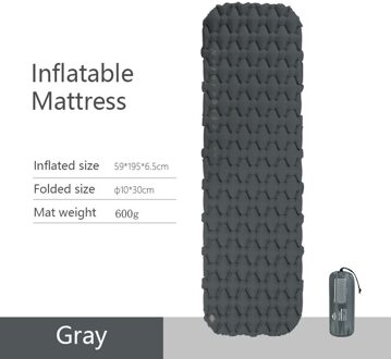 Naturehike Nylon Tpu Slapen Pad Lichtgewicht Vochtbestendige Air Matras Draagbare Opblaasbare Matras Camping Mat NH19Z032-P grijs