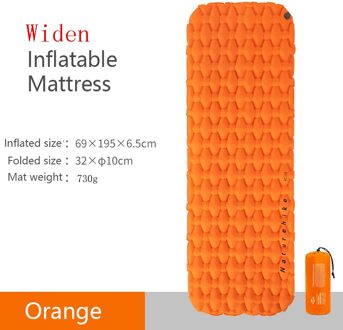 Naturehike Nylon Tpu Slapen Pad Lichtgewicht Vochtbestendige Air Matras Draagbare Opblaasbare Matras Camping Mat NH19Z032-P oranje-Widen