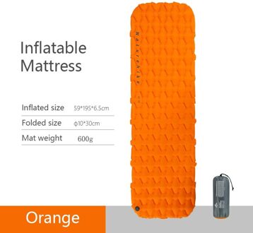 Naturehike Nylon Tpu Slapen Pad Lichtgewicht Vochtbestendige Air Matras Draagbare Opblaasbare Matras Camping Mat NH19Z032-P oranje