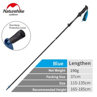 Naturehike Opvouwbare Travel Walking Poles Ultralight Inklapbare Trekking Pole Verstelbare Wandelen Stok Koolstofvezel As Lengthen-blauw