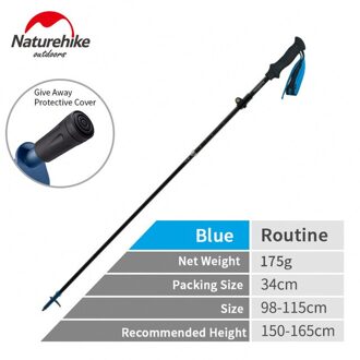 Naturehike Opvouwbare Travel Walking Poles Ultralight Inklapbare Trekking Pole Verstelbare Wandelen Stok Koolstofvezel As Regular-blauw