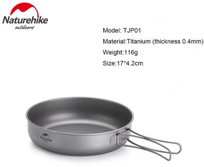 Naturehike Outdoor Titanium Camping Pannenset Koekenpan Ultralight Servies Pot Reizen Wandelen Picknick Keuken Fornuis groot Frying Pan