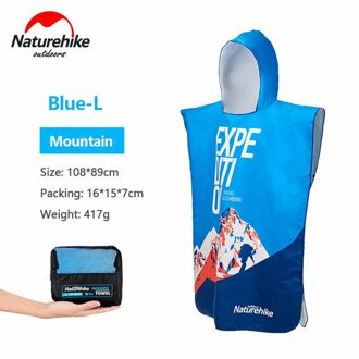 Naturehike Outdoor Uv Bescherming Zwemmen Duiken Badjas Vrouwen Man Veranderende Robe Hooded Strandlaken Sneldrogende Poncho Handdoeken blauw L