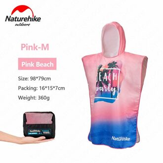 Naturehike Outdoor Uv Bescherming Zwemmen Duiken Badjas Vrouwen Man Veranderende Robe Hooded Strandlaken Sneldrogende Poncho Handdoeken roze M