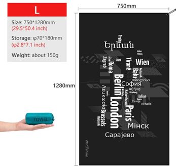 Naturehike Quick Dry Compact Handdoeken Zwemmen Handdoek Draagbare Reizen Badhanddoek Camping Gezicht Handdoek Gym Fitness Handdoek zwart L