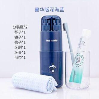 Naturehike Reizen Tandpasta Handdoek Draagbare Wassen Cup Borstel Cup Reizen Spoelen Cup 5Pcs/8 Stuks Set blauw 8stk reeks