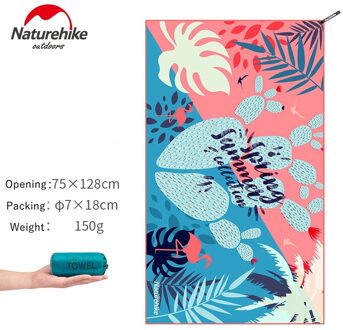 Naturehike Strand Handdoeken Sneldrogende Handdoek Draagbare Ademend Voor Camping Wandelen Outdoor Zwemmen NH19Y004-J roze 128X75cm