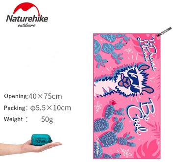 Naturehike Strand Handdoeken Sneldrogende Handdoek Draagbare Ademend Voor Camping Wandelen Outdoor Zwemmen NH19Y004-J roze 40X75cm