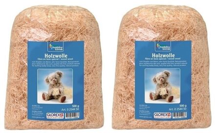 Naturel houtwol 500 gram - 2x - Vulmateriaal - wijnkisten - kerstpakketten - cadeauverpakkingen Bruin