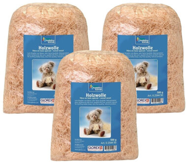 Naturel houtwol 500 gram - 3x - Vulmateriaal - wijnkisten - kerstpakketten - cadeauverpakkingen