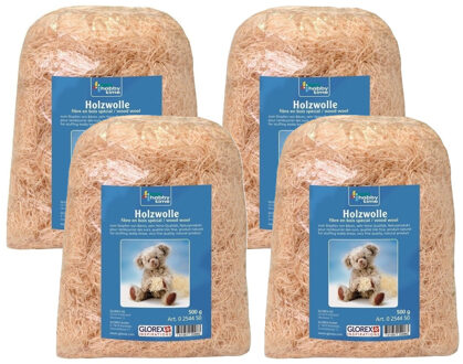 Naturel houtwol 500 gram - 4x - Vulmateriaal - wijnkisten - kerstpakketten - cadeauverpakkingen
