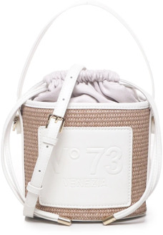 Natuur Witte Bucket Tas met Appelafval V73 , Multicolor , Dames - ONE Size