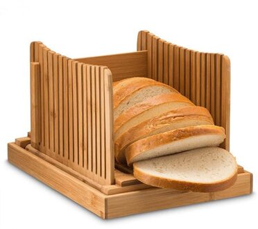 Natuurlijke Bamboe Brood Slicer Met Kruimellade Compact Bamboe Brood Cutter Voor Snijden Zelfgemaakte Brood Gebakken Pan