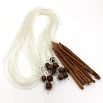 Natuurlijke Bamboe Flexibele Afghaanse Tunesische Tapijt Haaknaalden Naalden 1.2 M Haaknaalden Naalden Set 12 Maten (3-10Mm)