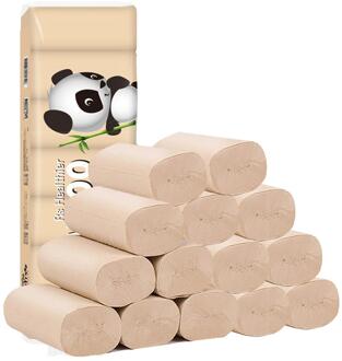 Natuurlijke Bamboe Pulp Toiletpapier Wc Roll Tissue Roll Papier Handdoeken Huishoudelijke Toiletpapier Toiletpapier Papieren 14Rolls/pack