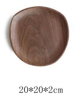 Natuurlijke Gezondheid Anti-Fall Onregelmatige Ovale Walnoot Hout Pan Plaat Fruit Gerechten Schotel Thee Dienblad Dessert Diner Plaat Servies set 20x20x2CM
