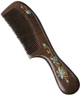 Natuurlijke Handgemaakte Houten Kam Fijne Tand Lange Sandelhout Kam Haar Kam Geen Statische Geen Winkelhaak Voor Vrouwen Kids Massage Kam 21X5.3cm 01