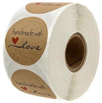 Natuurlijke Handgemaakte Ronde Liefde Vorm Kraftpapier Stickers Etiketten Decoratie 500 * Een Op Wedding Party Stickers Roll Volume I3W9