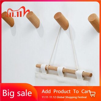 Natuurlijke Hout Kleerhanger Muur Gemonteerde Kapstok Decoratieve Sleutelhouder Hoed Sjaal Handtas Opslag Hanger Badkamer Rack Haken M zwart