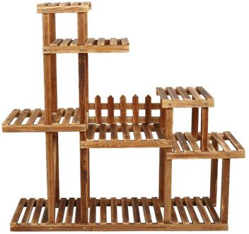 Natuurlijke Houten Plant Ondersteuning Bloem Stand Multi-layer Plant Stand Met Wielen Natuurlijke Grenen Frame Bloem Plant Plank zonder wheels