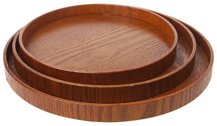 Natuurlijke Houten Ronde Plaat Thee Fruit Eten Bakkerij Dienblad Gerechten Platter 95AA diameter 21CM